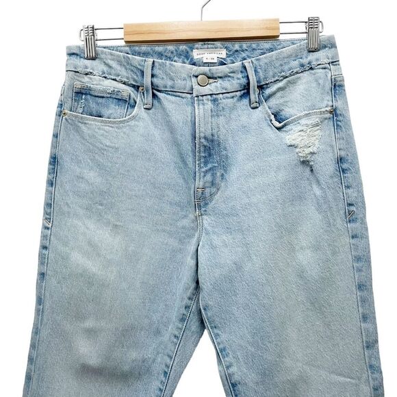 NEW Good American Jeans Good Classic Straight Distressed Light Blue636 Size 28 - Picture 5 of 13